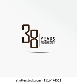 38 years anniversary celebration logotype with elegant dark brown color backround white for celebration