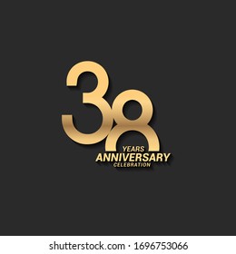 38 years anniversary celebration logotype with elegant modern number gold color for celebration