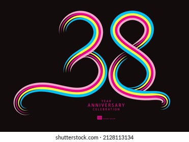 38 years anniversary celebration logotype colorful line vector, 38th birthday logo, 38 number, Banner template, vector design template elements for invitation card and poster, t shirt design vector