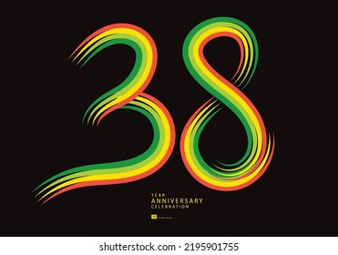 38 years anniversary celebration logotype colorful line vector, 38th birthday logo, 38 number design, Banner template, logo number elements for invitation card, poster, t-shirt.