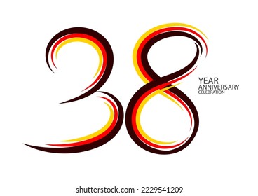 38 years anniversary celebration logotype colorful line vector, 38th birthday logo, 38 number design, Banner template, logo number elements for invitation card, poster, t-shirt. graphic design