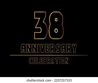 38 years anniversary celebration logotype. anniversary logo with golden color isolated on black background