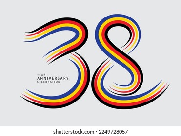 38 years anniversary celebration logotype colorful line vector, 38th birthday logo, 38 number, Banner template, vector design template elements for invitation card and poster. number design vector