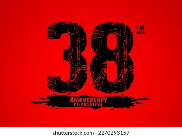 38 years anniversary celebration logotype on red background, 38th birthday logo, 38 number, anniversary year banner, anniversary design elements for invitation card and poster. number design vector