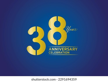 38 years anniversary celebration logotype gold color vector, 38th birthday logo, 38 number, anniversary year banner, anniversary design elements for invitation card and poster. number design vector