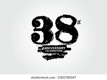 38 years anniversary celebration logotype black vector, 38th birthday logo, 38 number design, anniversary year banner, anniversary design elements for invitation card and poster. number design vector