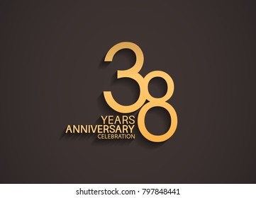 38 years anniversary celebration logotype with elegant gold color for celebration