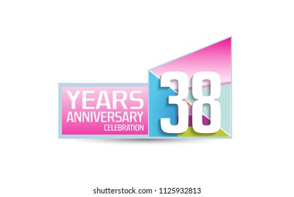 38 years anniversary celebration modern design with colorful pink color for celebration event. Vector design for celebration, invitation card, and greeting card
