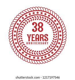 38 years anniversary celebration simple emblem, label, badge, logo. vintage logo, 38 year sign, jubilee, greeting card