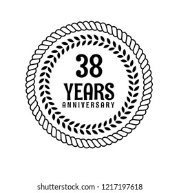 38 years anniversary celebration simple emblem, label, badge, logo. vintage logo, 38 year sign, jubilee, greeting card