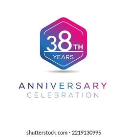 38 years anniversary celebration template, Vector illustration.