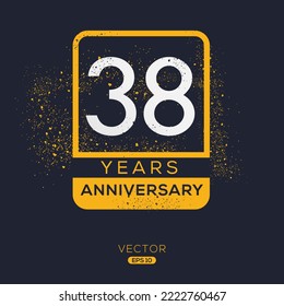 38 years anniversary celebration template, Vector illustration.