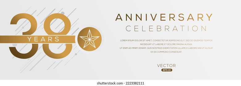 38 years anniversary celebration template, Vector illustration.