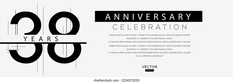 38 years anniversary celebration template, Vector illustration.