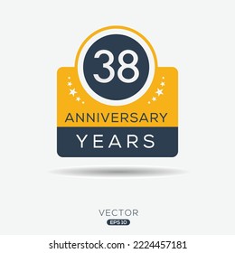 38 years anniversary celebration template, Vector illustration.