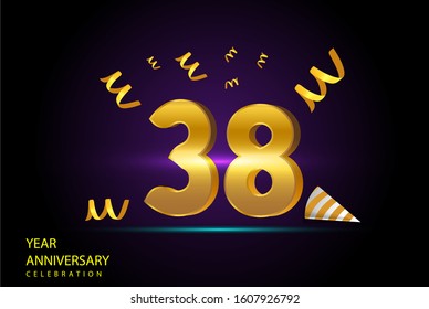 38 Years Anniversary Celebration Vector Template Design Illustration