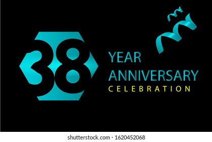 38 Years Anniversary Celebration Vector Template Design Illustration