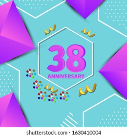 38 Years Anniversary Celebration Vector Template Design Illustration