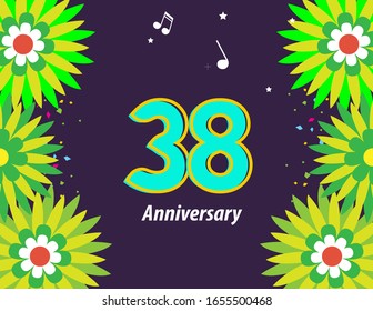 38 Years Anniversary Celebration Vector Template Design Illustration