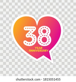 38 Years Anniversary Celebration Vector Template Design Illustration