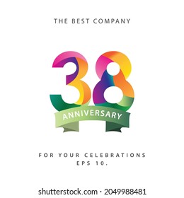 Ilustración de diseño de plantillas vectoriales de celebración de 38 años