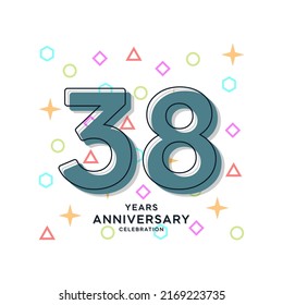 38 Years Anniversary Celebration Vector Template Design Illustration