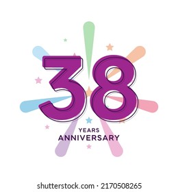 38 Years Anniversary Celebration Vector Template Design Illustration