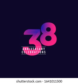 38 Years Anniversary Celebrations Vector Template Design Illustration