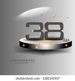 38 years anniversary design vector templates and illustrations, concepts in the future by giving a sci fi feel effect