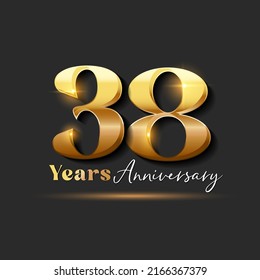 38 years Anniversary Gold Logotype number. Vector Design for Greeting Card and Invitation Card