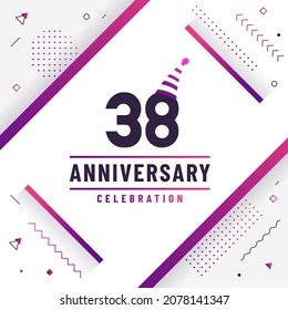 38 years anniversary greetings card, 38 anniversary celebration background free colorful vector.