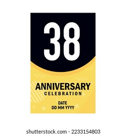 38 years anniversary invitation card  design, modern design elements, white background vector design