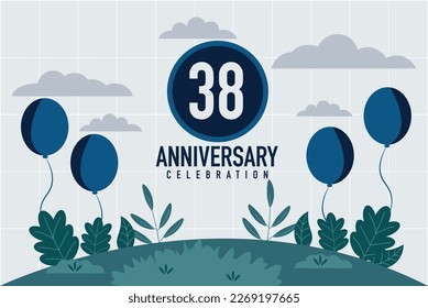 38 years anniversary invitation card. anniversary celebration modern design illustration template.	