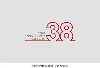 38 years anniversary linked logotype with red color isolated on white background for company celebration event