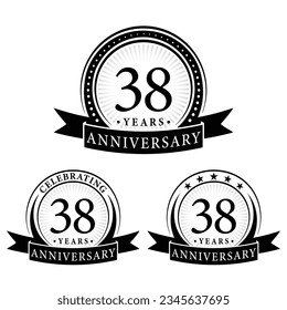 38 years anniversary logo collections. Set of 38th Anniversary logotype template. Vector and illustration.