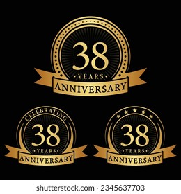 38 years anniversary logo collections. Set of 38th Anniversary logotype template. Vector and illustration.