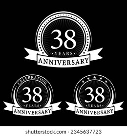 38 years anniversary logo collections. Set of 38th Anniversary logotype template. Vector and illustration.