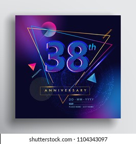 38 Years Anniversary Logo with Colorful Galactic background, Vector Design Template Elements for Invitation Card and Poster Your Birthday Celebration.