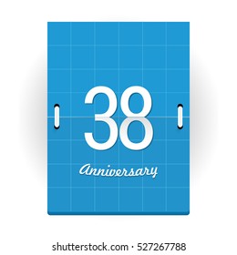 38 Years Anniversary Logo Designed like Flip Calendar