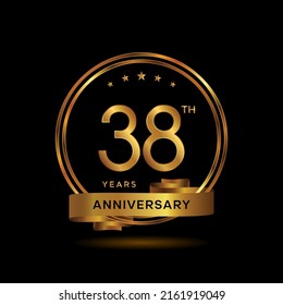 38 Years Anniversary Logo Gold Color Stock Vector (Royalty Free ...