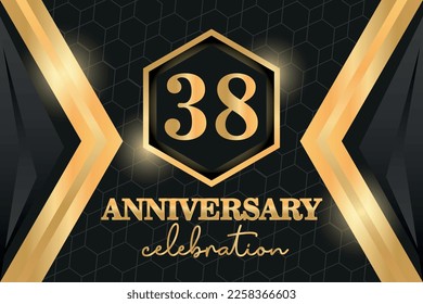 38 Years Anniversary Logo Golden Colored  vector design for greeting