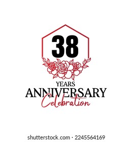 38 years anniversary logo, luxurious anniversary vector design celebration 