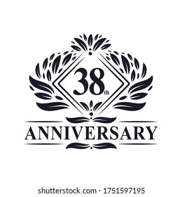 38 years Anniversary Logo, Luxury floral 38th anniversary logo.