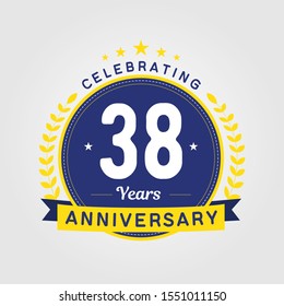 38 Years Anniversary Logo Template. Can be used for celebration event
