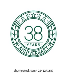 38 years anniversary logo template. 38th line art vector and illustration.