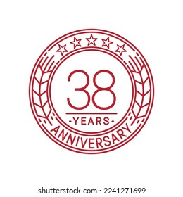 38 years anniversary logo template. 38th line art vector and illustration.