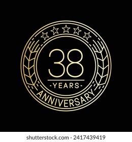 38 years anniversary logo template. 38th line art vector and illustration.