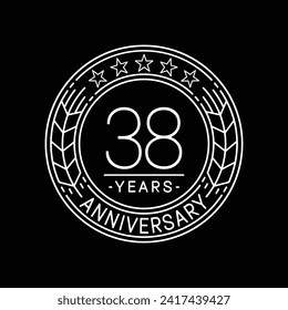 38 years anniversary logo template. 38th line art vector and illustration.