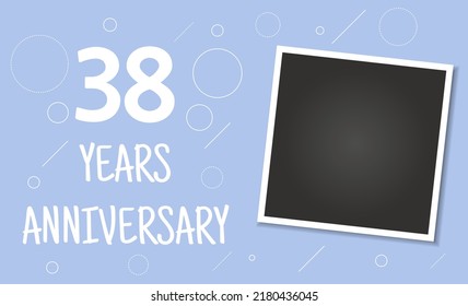 38 years anniversary photo frame card. 38 years anniversary vector elegant template design.