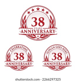 38 years anniversary set. 38th celebration logo collection. Vector and illustration. 